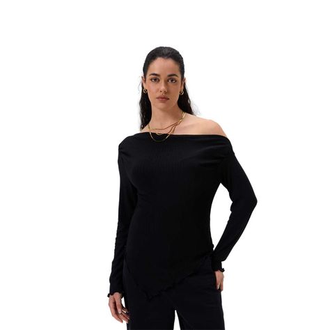 Polera Mujer C/Asimétrico Basta Negro Fashion's Park-0