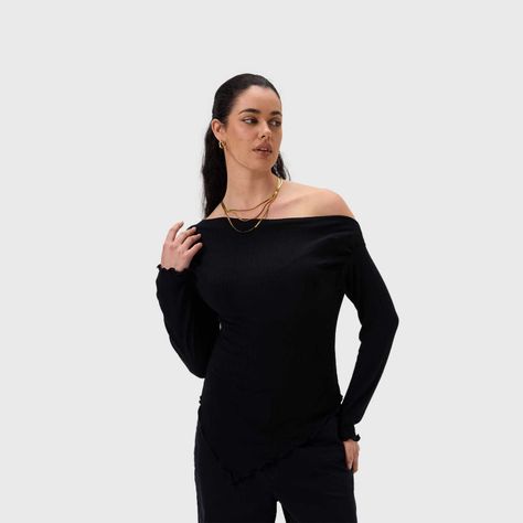 Polera Mujer C/Asimétrico Basta Negro Fashion's Park-1