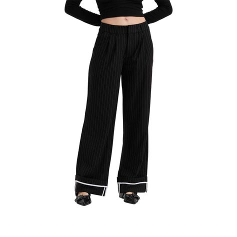Pantalón Mujer Sastre Listado Negro Fashion's Park-0