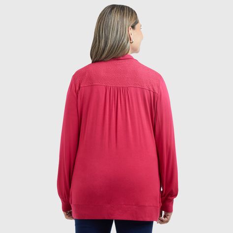 Polera Tapado Canesú Magenta Oscuro Mujer-2