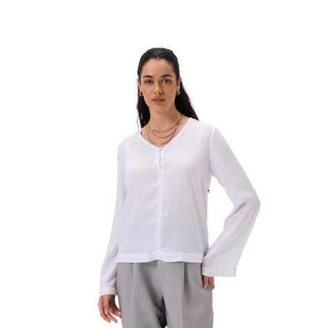 Blusa Mujer Manga Flare Pata Falsa Blanco Fashion's Park-0
