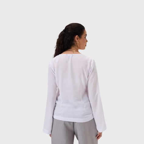 Blusa Mujer Manga Flare Pata Falsa Blanco Fashion's Park-2