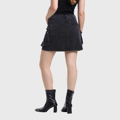 Falda Mujer Denim Cargo Negro Fashion's Park-2