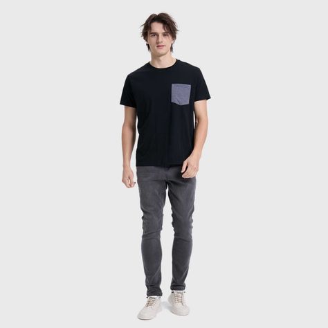 Polera Hombre Con Bolsillo Negro I Fashion's Park-3
