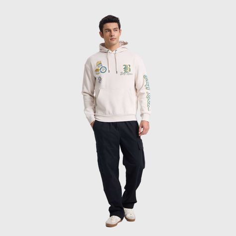 Polerón Hombre Hoodie Print Beige I Fashion's Park-3