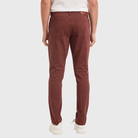 Jeans Hombre Slim Color Burdeo-2