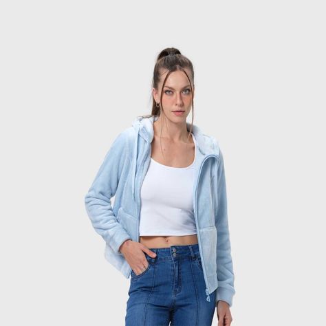 Polar Mujer Full Zipper Entallado Celeste-1