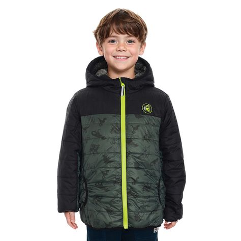 Parka Niño Full Zipper Estampada Verde-0