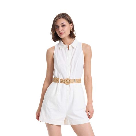 Enterito Mujer Short Lino Crudo Fashions Park-0