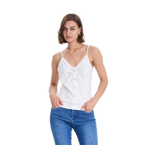 Polera Mujer Pábilo Rib Botones Crudo Fashions Park-0