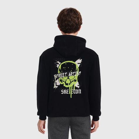Polerón Niño Acid Wash Print Negro-1
