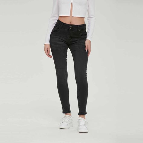 Jeans Mujer Recto Push Up Negro Fashion´s Park-1