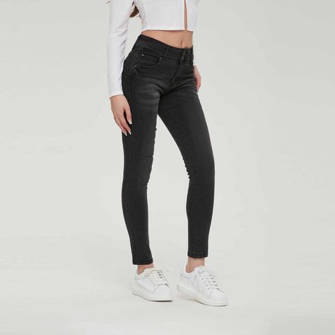 Jeans Mujer Recto Push Up Negro Fashion´s Park-2