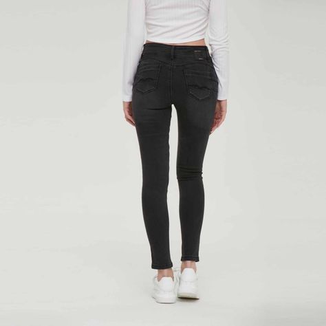 Jeans Mujer Recto Push Up Negro Fashion´s Park-5
