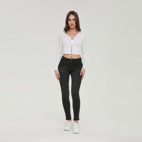Jeans Mujer Recto Push Up Negro Fashion´s Park-6