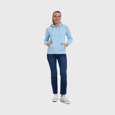Polerón Mujer Hoodie Full Zipper Celeste Fashion's Park-3