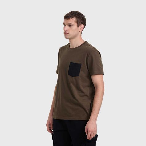 Polera Hombre Con Bolsillo Verde Militar Fashion's Park-1