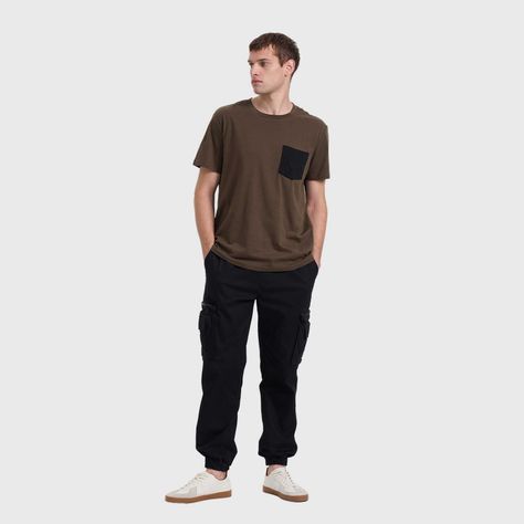 Polera Hombre Con Bolsillo Verde Militar Fashion's Park-3