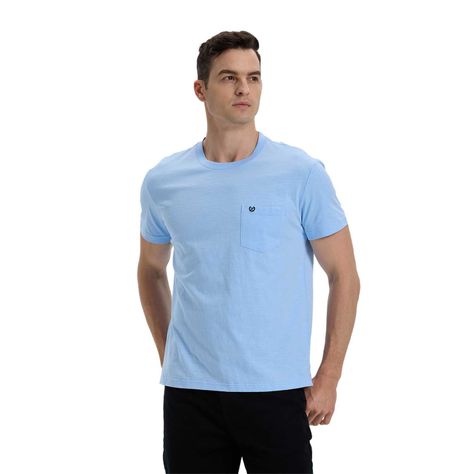 Polera Hombre Con Bolsillo Celeste Oscuro-0