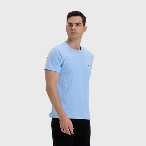 Polera Hombre Con Bolsillo Celeste Oscuro-1