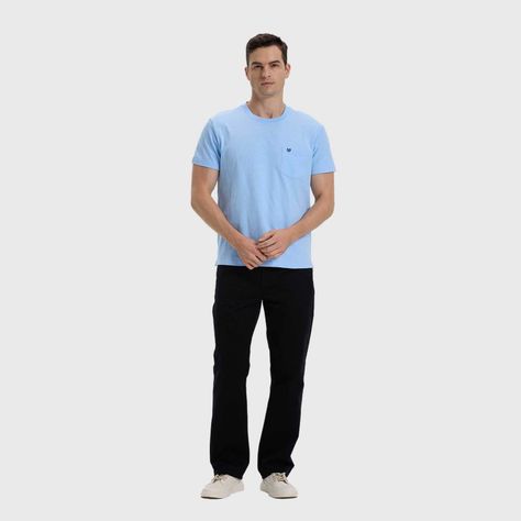 Polera Hombre Con Bolsillo Celeste Oscuro-3