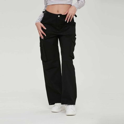 Pantalón Mujer Cargo Ajustable Negro Fashion´s Park-1