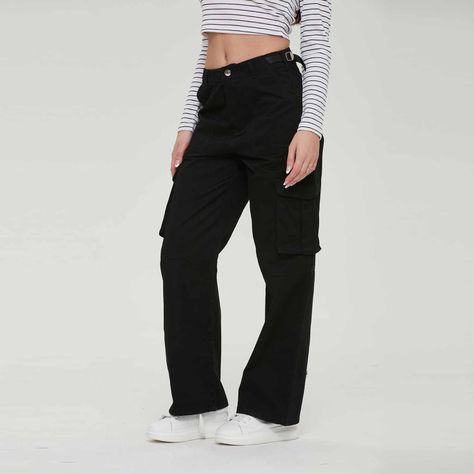 Pantalón Mujer Cargo Ajustable Negro Fashion´s Park-3