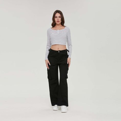 Pantalón Mujer Cargo Ajustable Negro Fashion´s Park-7