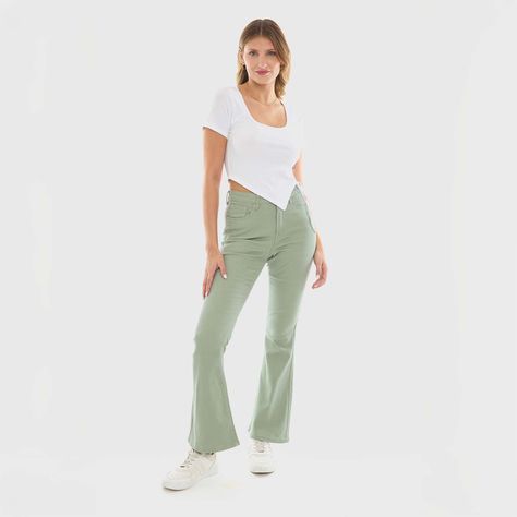 Jeans Mujer Flare Color Verde Fashion's Park-3