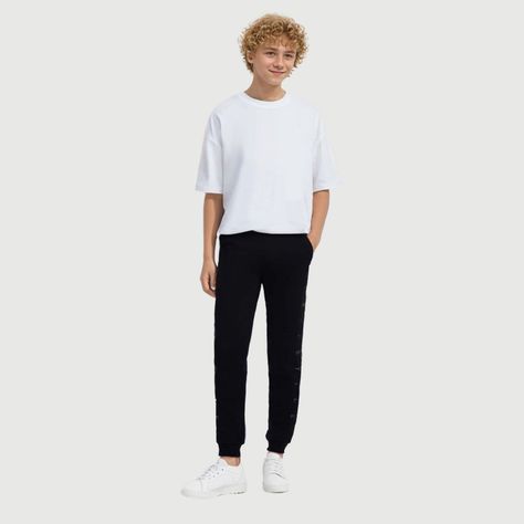 Pantalón Buzo Niño Texto En Costado Negro Fashion´s Park-2