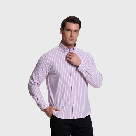 Camisa Hombre Rayas Premium Lila Fashion's Park-1
