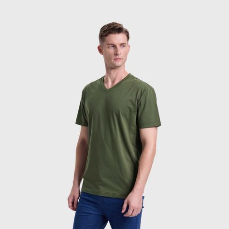 Polera Hombre Básica Verde Militar Fashions Park-1