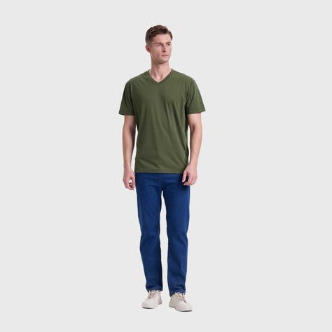 Polera Hombre Básica Verde Militar Fashions Park-3