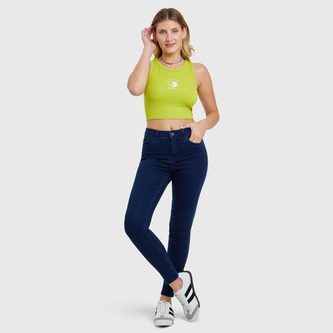 Polera Bordado Verde Limon Mujer-3