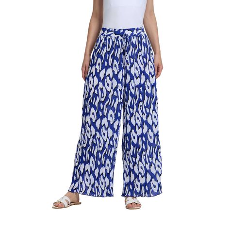 Pantalón Mujer Palazzo Con Bolsillo Azul Fashion's Park-0
