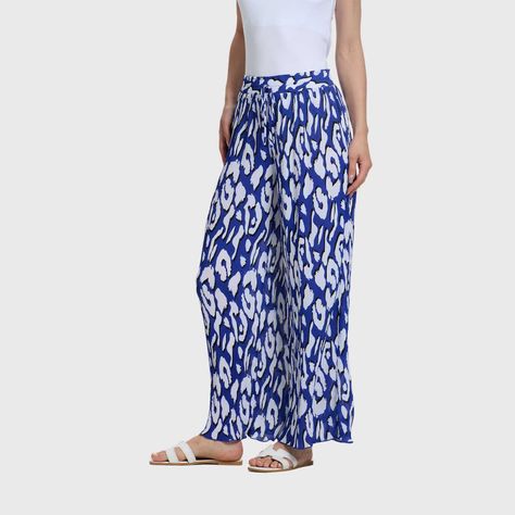 Pantalón Mujer Palazzo Con Bolsillo Azul Fashion's Park-1