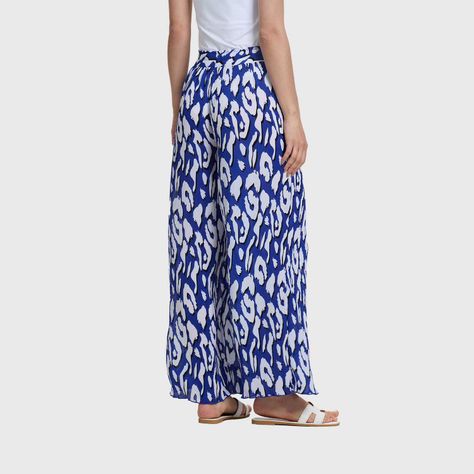 Pantalón Mujer Palazzo Con Bolsillo Azul Fashion's Park-2