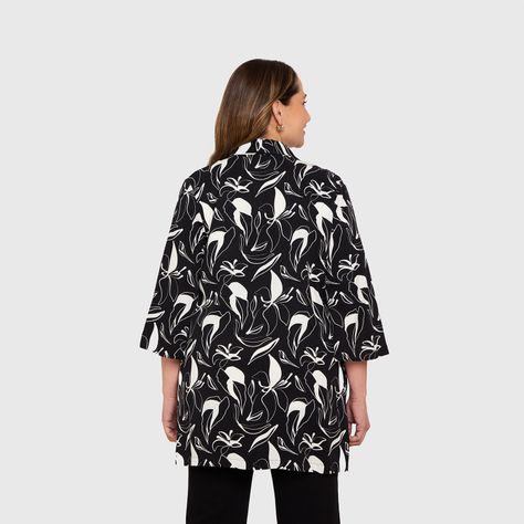 Blusa Mujer Kimono Negro / Blanco Fashion's Park-2