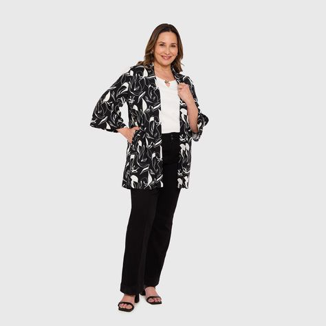 Blusa Mujer Kimono Negro / Blanco Fashion's Park-3