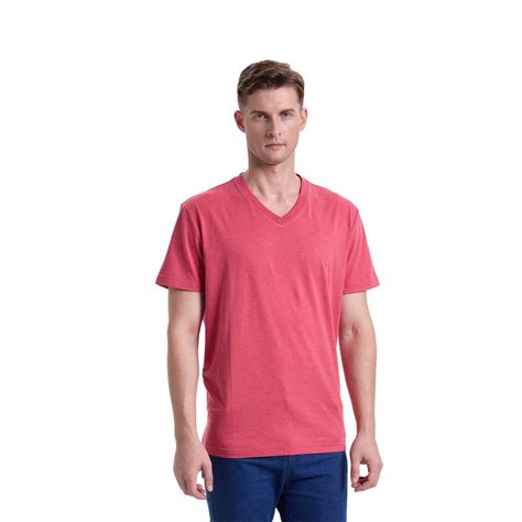 Polera Hombre Cuello V Básica Coral Melange Fashion's Park-0