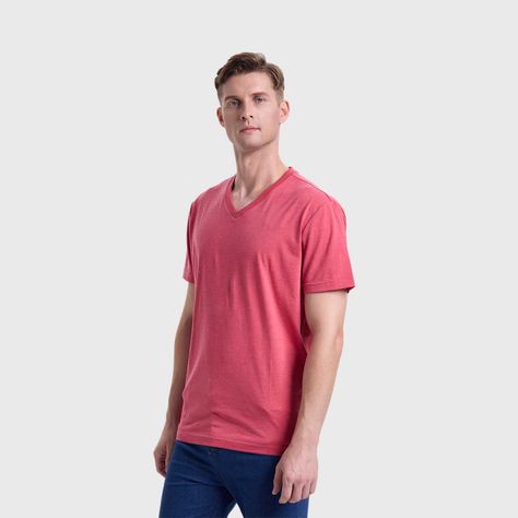 Polera Hombre Cuello V Básica Coral Melange Fashion's Park-1