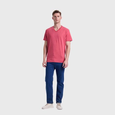 Polera Hombre Cuello V Básica Coral Melange Fashion's Park-3