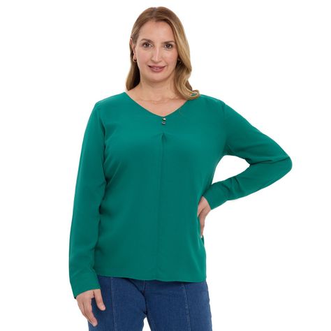 Blusa Mujer Pinza Pliegue Delantero Verde-0