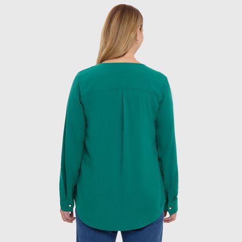 Blusa Mujer Pinza Pliegue Delantero Verde-2