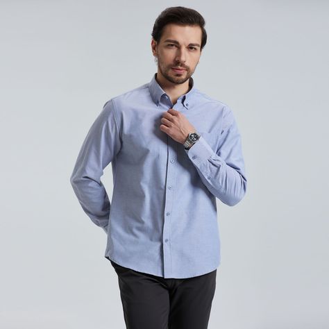 Camisa Oxford Gris Hombre-0
