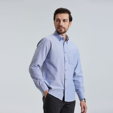 Camisa Oxford Gris Hombre-1