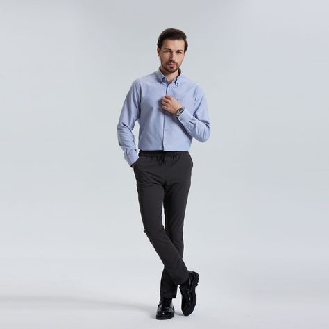 Camisa Oxford Gris Hombre-3