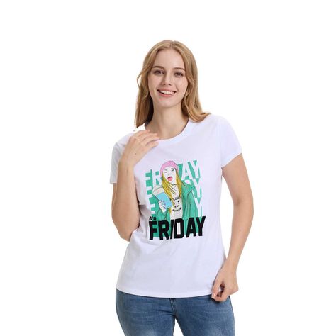 Polera Mujer Básica Print Blanco / Lila Fashions Park-0
