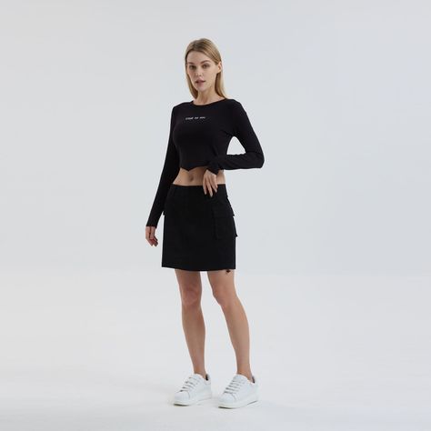 Falda Mujer Cargo Negro Ii-3