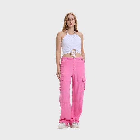 Jeans Mujer Cargo Parachute Rosado Fashion's Park-3